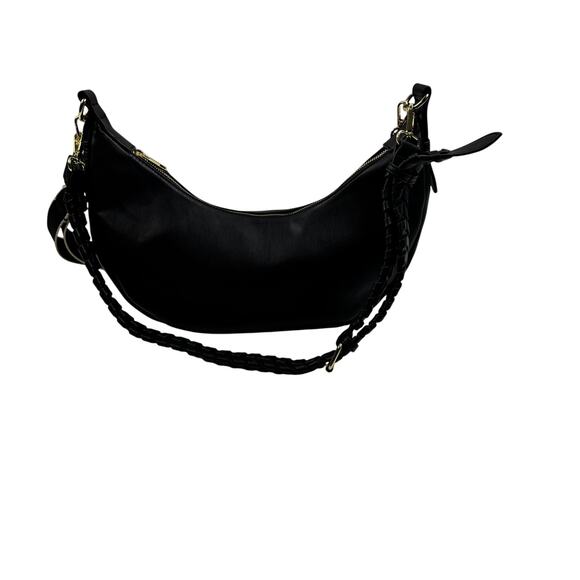 Jules Kae Black Vegan Leather Zola Crescent Hobo Shoulder/Cross Body Bag - Picture 1 of 8